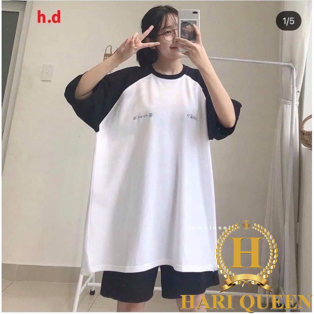 Sét áo thun Japlang Unisex nam nữ chữ hàn nhỏ + quần HARI