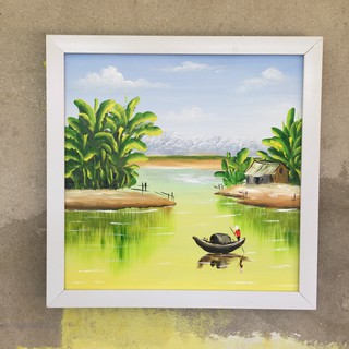 Tranh sơn dầu 35x35cm đã bao gồm khung