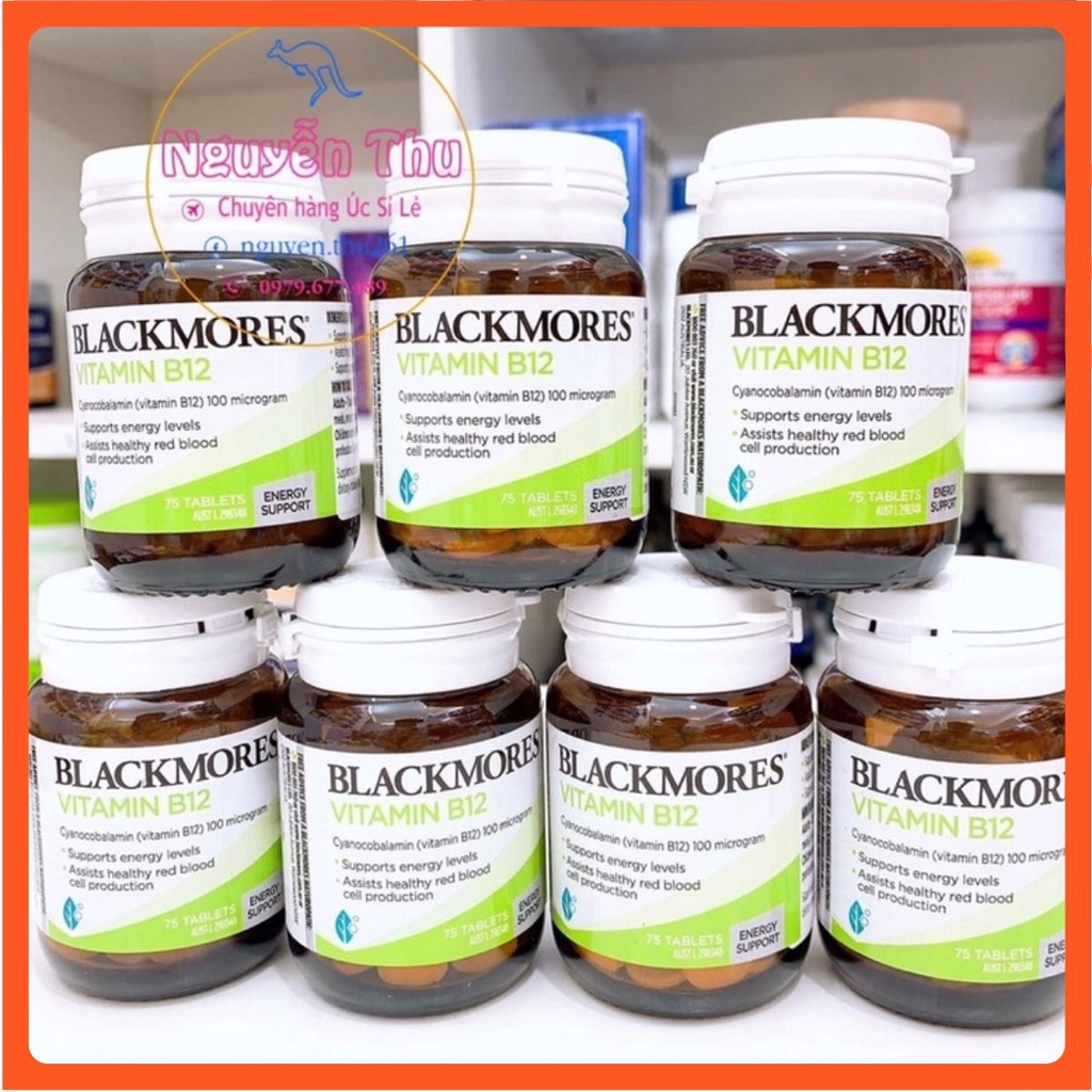 Vitamin b12 blackmores 75 viên úc, hỗ trợ mức năng lượng và hỗ trợ sản xuất tế bào hồng cầu khỏe mạnh