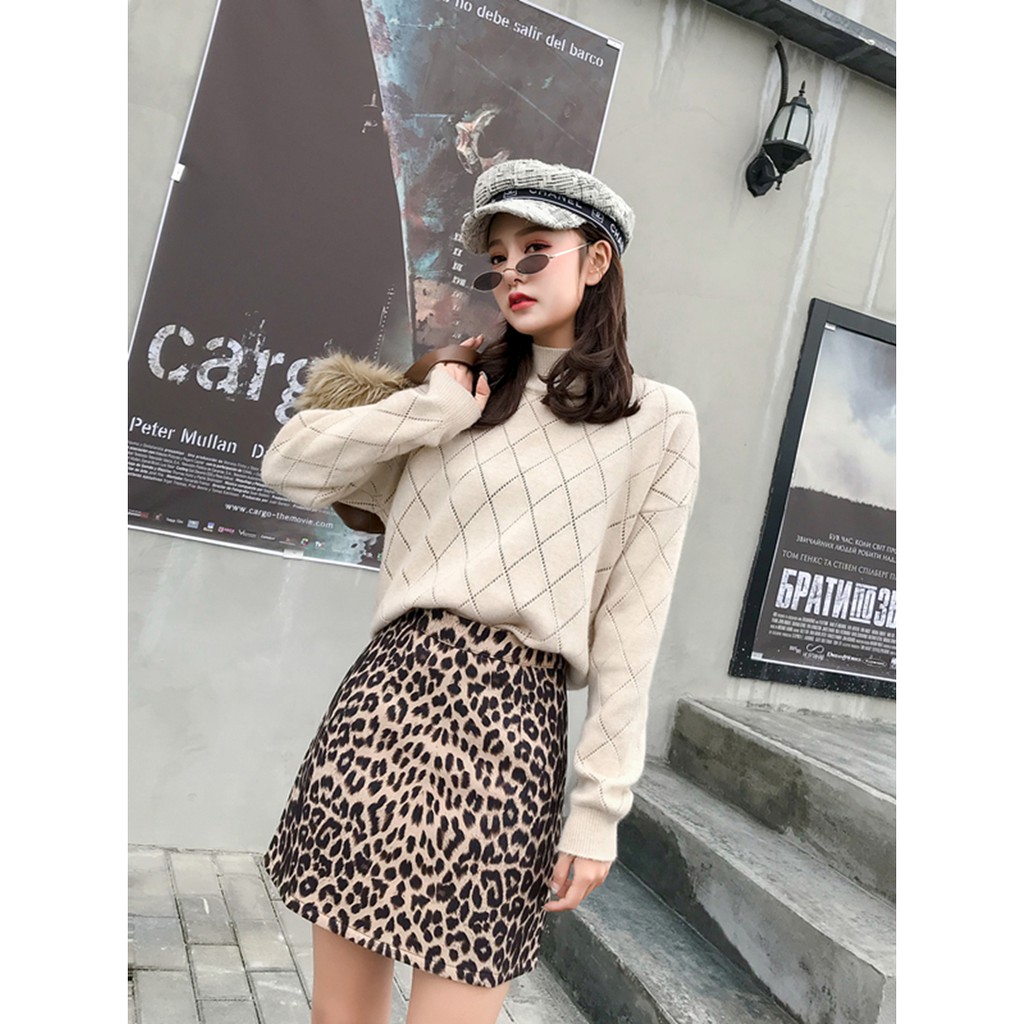 ( Sẵn ) Chân váy chữ A da beo lưng cao siêu đẹp