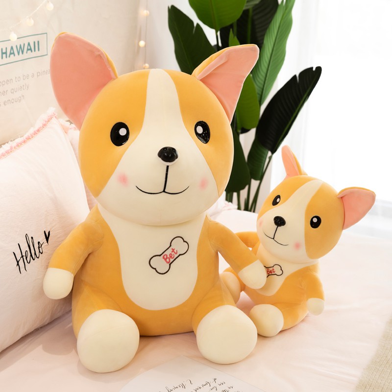 □❐Gối ôm hình chú chó corgi bằng nhung dễ thương xinh xắn