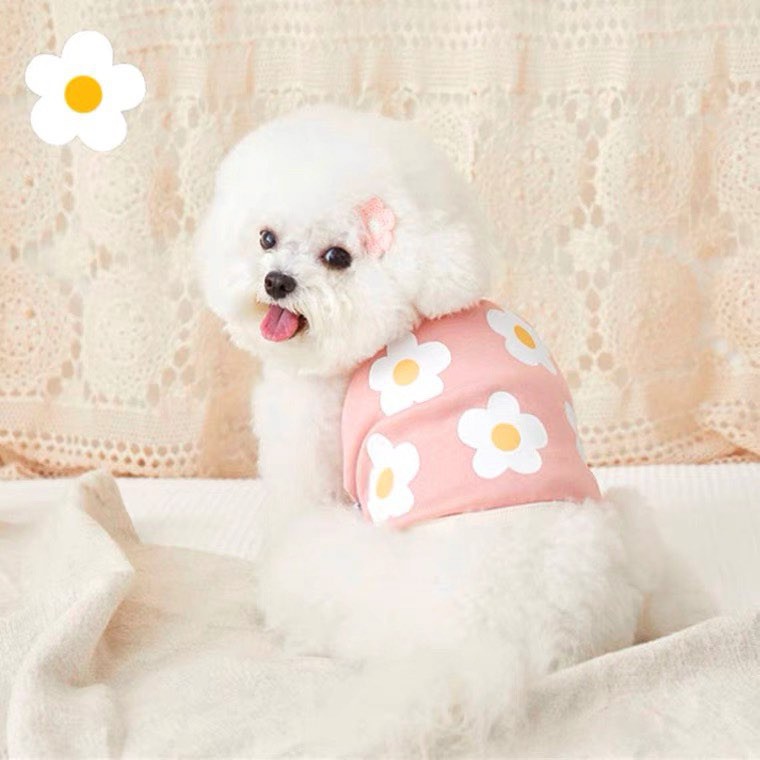 áo 2 dây hoa 5 cánh , màu pastel cho chó mèo