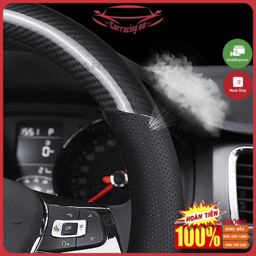 Bọc Vô Lăng Xe Ô Tô  CARRACING Bọc Da Vô Lăng Ốp Vân Carbon Cao Cấp Chống Trơn Trượt - Phụ Kiện Đồ Chơi Ô TÔ - Xe Hơi