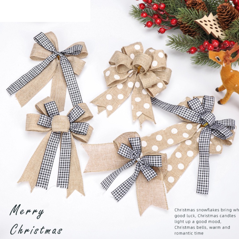 Phụ kiện trang trí noel nơ vintage NV09