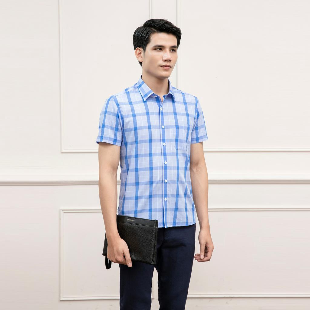 Áo sơ mi nam ngắn tay  sợi tre form rộng  Aristino ASS176S1