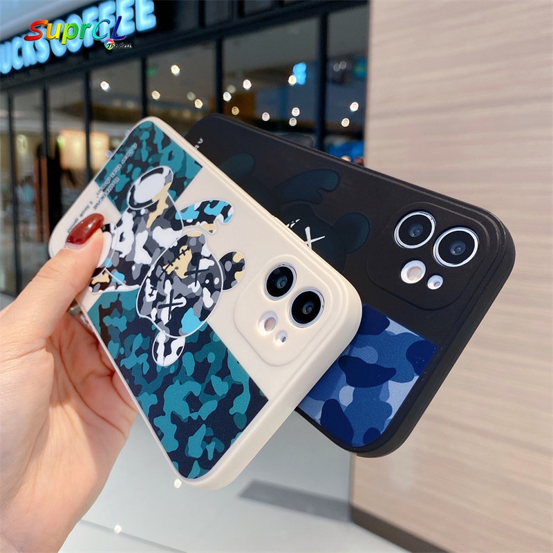 Ốp Điện Thoại Mềm Chống Sốc In Hình Gấu Sáng Tạo Cho iPhone 12 11Pro X XS Max XR 7 8 Plus