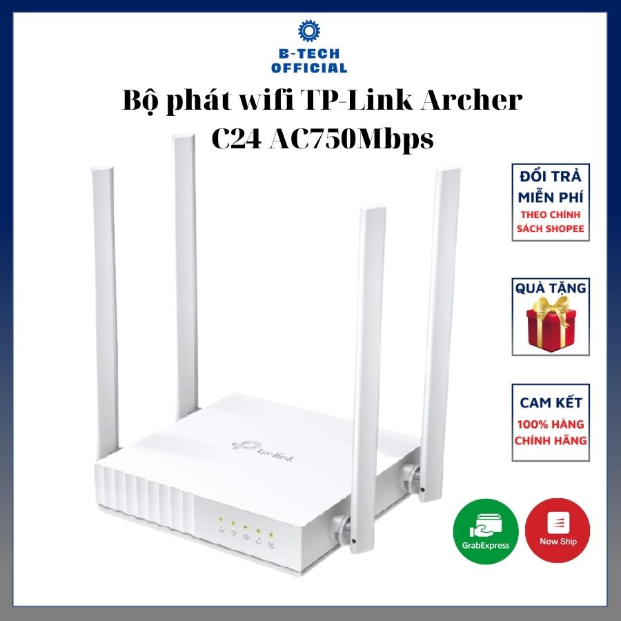 Bộ Phát Wifi TP-Link Archer C24 Băng Tần Kép AC 750Mbps