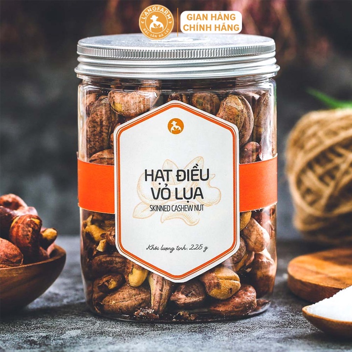 Hạt điều vỏ lụa L'angfarm, 225g, hũ, mẫu nắp nhôm