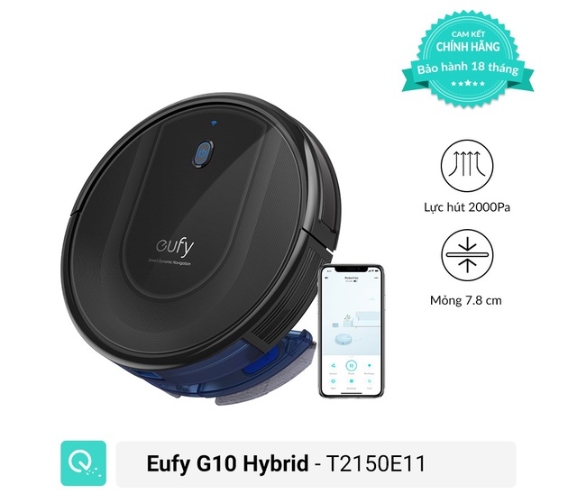 [Mã ELHA10 giảm 6% đơn 5TR] Máy Hút Bụi Eufy RoboVac G10 Hybrid - T2150