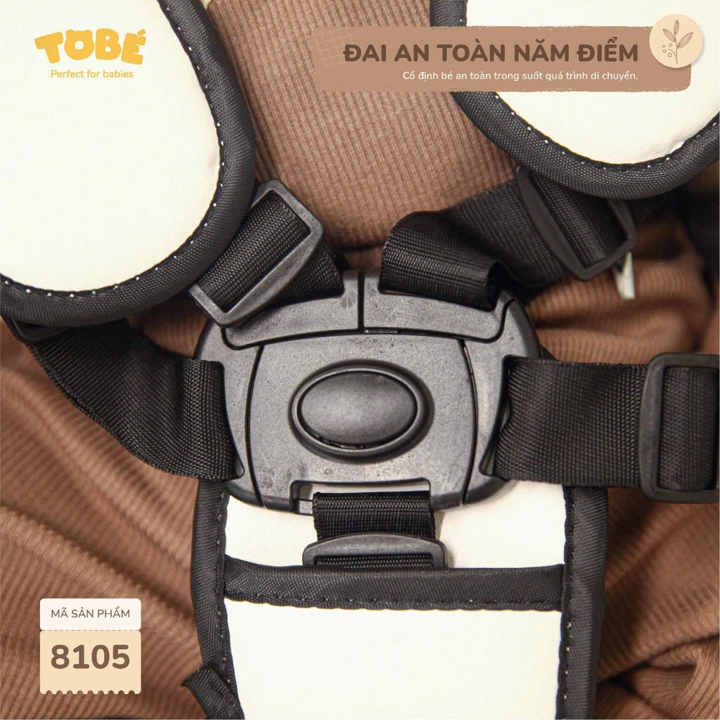 Xe đẩy cho bé TOBÉ gấp gọn chịu lực có mái che 2 tư thế dây đai an toàn giỏ để đồ đa năng 8105
