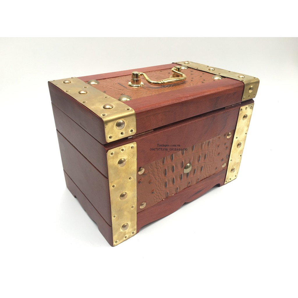 Hộp đựng đồ trang điểm gỗ hương kích thước 22x13x15cm