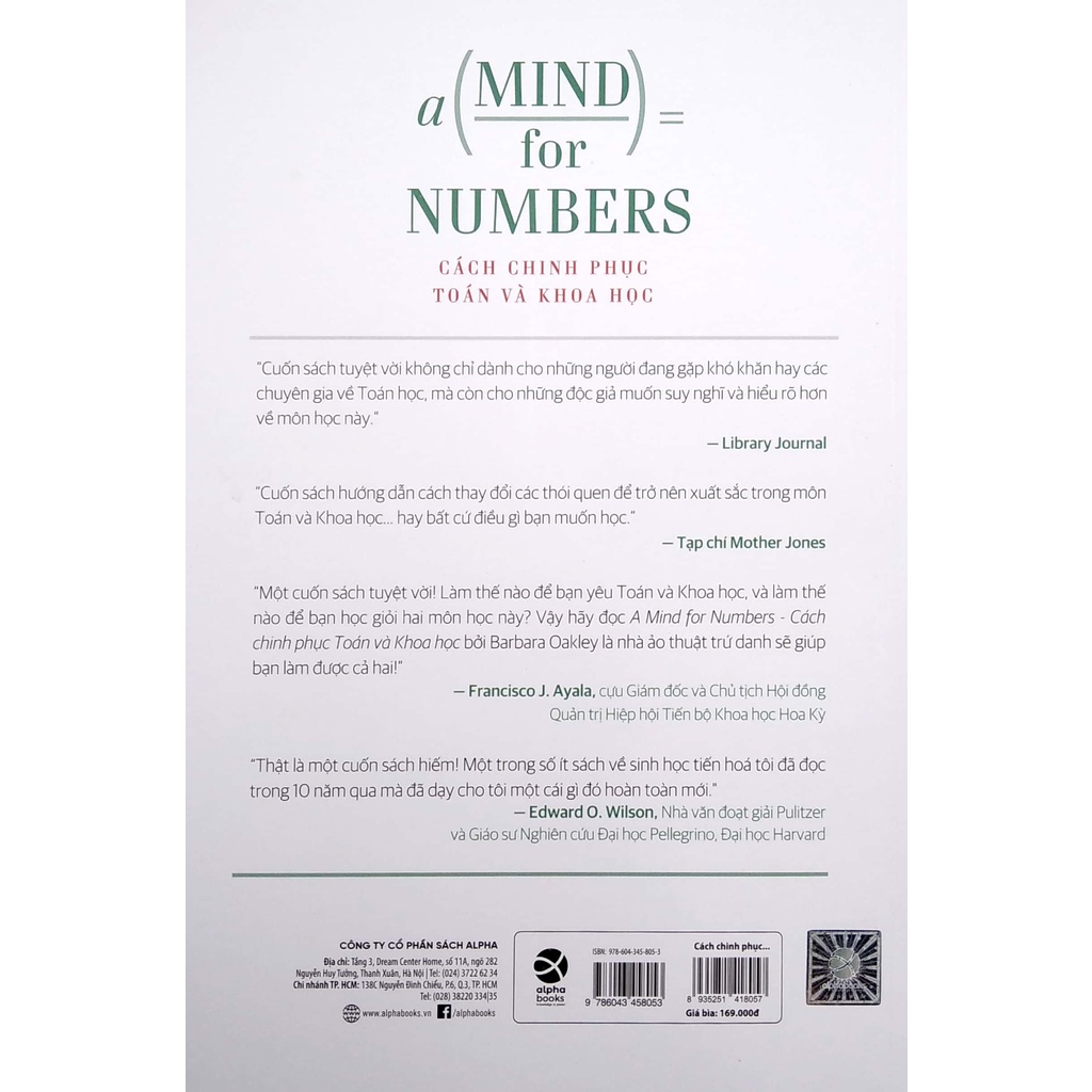 Sách Cách Chinh Phục Toán Và Khoa Học -  A Mind For Numbers (Tái Bản 2022)