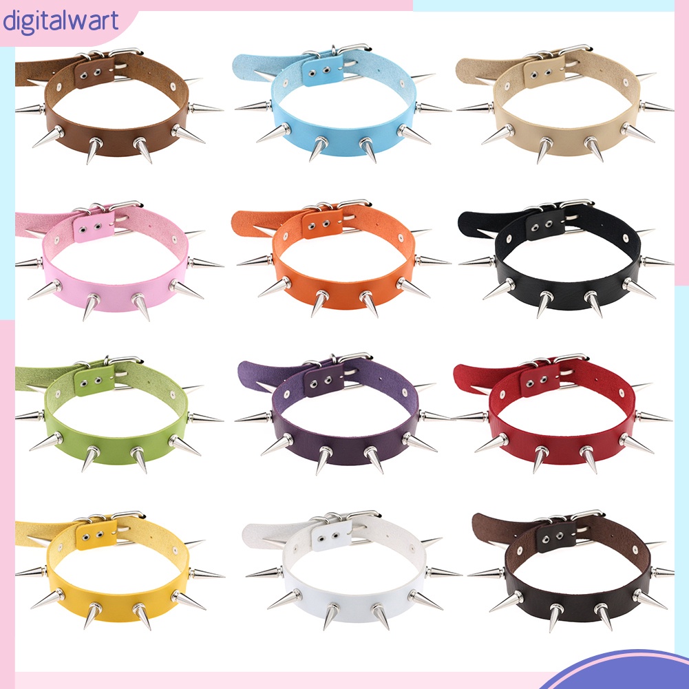 Vòng cổ choker da đính đinh tán cá tính nhiều màu sành điệu cho nữ