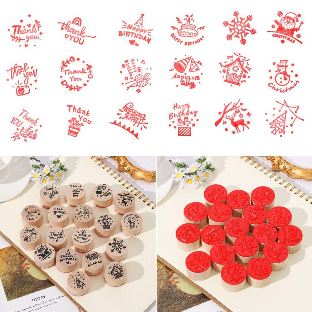 LEISURE Bộ 6 Con Dấu Gỗ Thời Trang Dùng Trang Trí Sổ Tay