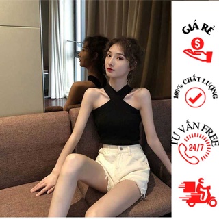 Áo thun body dây chéo cổ ,áo body thun nữ phối dây chéo cổ 2 màu trắng - đen n25
