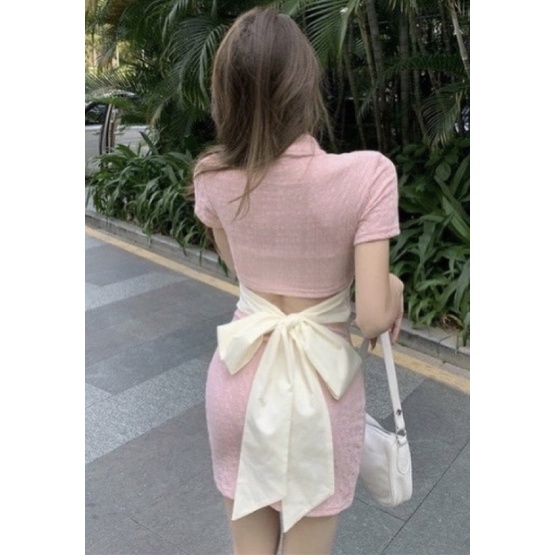 đầm kiểu phối nơ eo