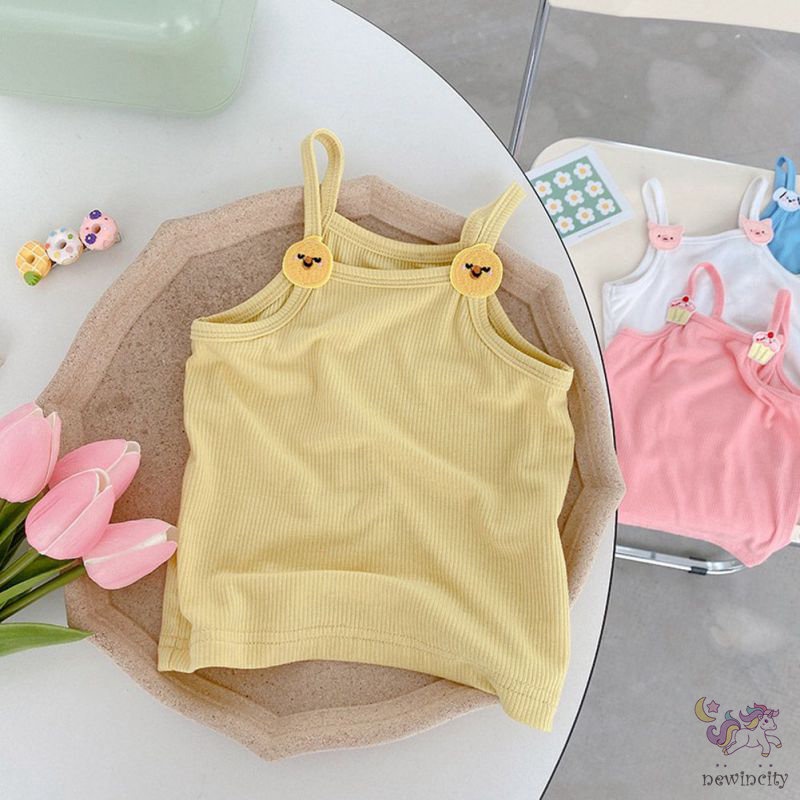 Áo Sát Nách Kiểu Hoạt Hình Xinh Xắn Phong Cách Hàn Quốc Cho Bé Gái