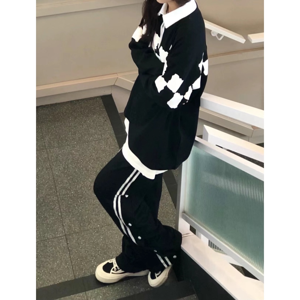 Áo Nỉ Nữ Dài Tay Cổ Bẻ Form Rộng Thời Trang Hàn Mới