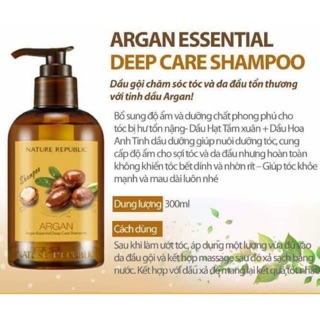 Dầu xả phục hồi hư tổn Nature Republic Argan Essential Deep Care Conditioner 300ml