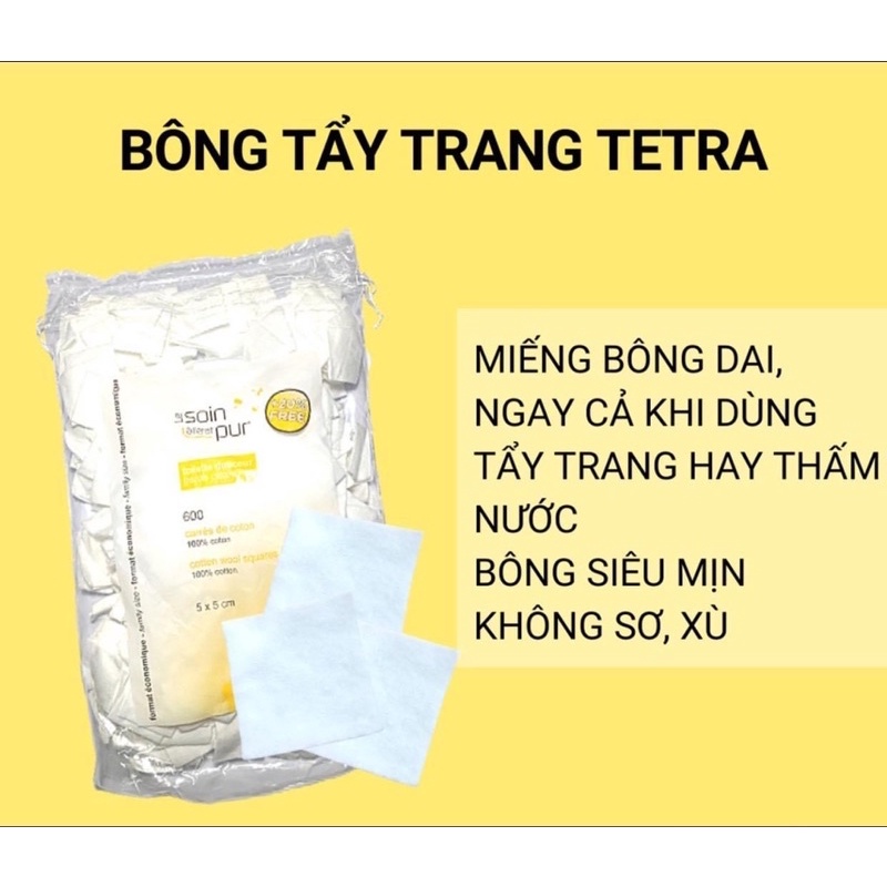 Bông tẩy trang Pháp Tetra 600 miếng