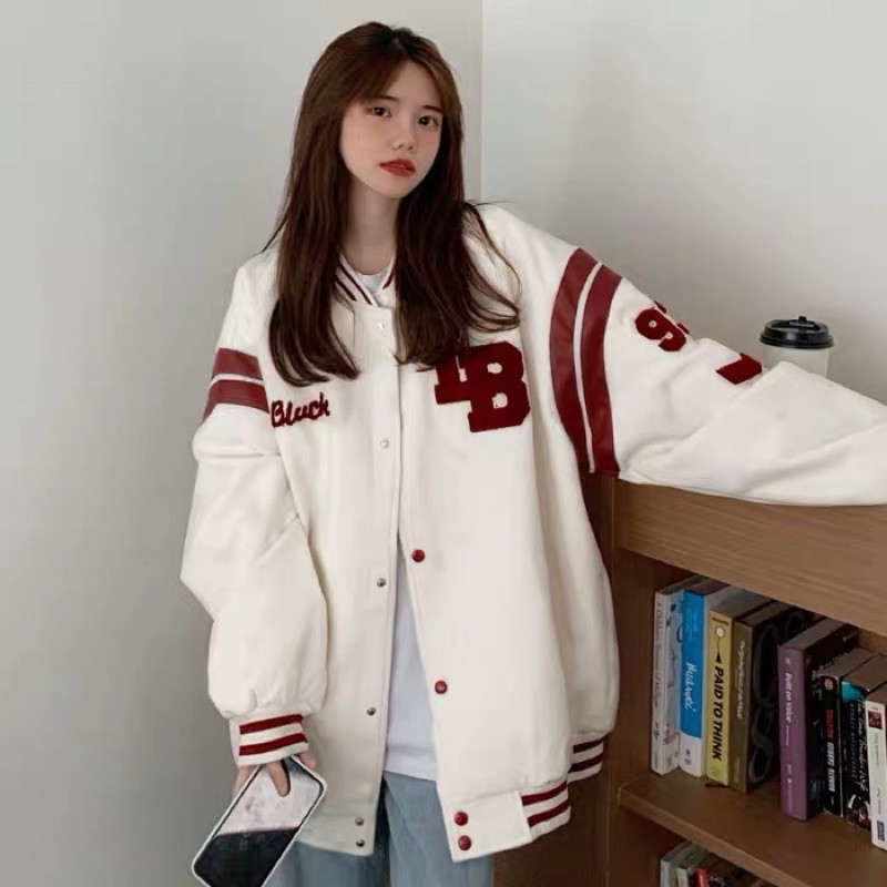 [Mã WASTMAY giảm 15% tối đa 30K đơn 150K] Bomber phối da 2 màu trắng, đen ullzang | BigBuy360 - bigbuy360.vn