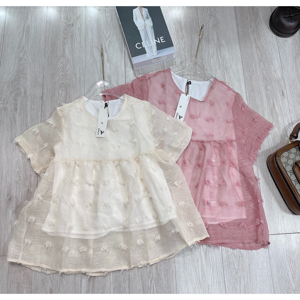 Áo babydoll voan bông 2 lớp áo kiểu nữ SL320