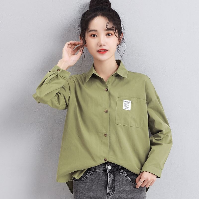 Áo Sơ Mi Nữ Tay Dài Dáng Rộng In Họa Tiết Trẻ Trung Phong Cách Hàn Quốc