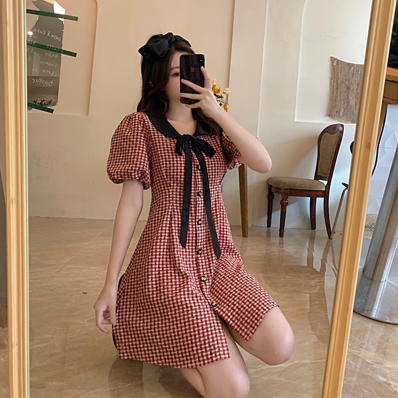 Đầm Bigsize caro nổi phong cách tiểu thư 60 - 73 ký