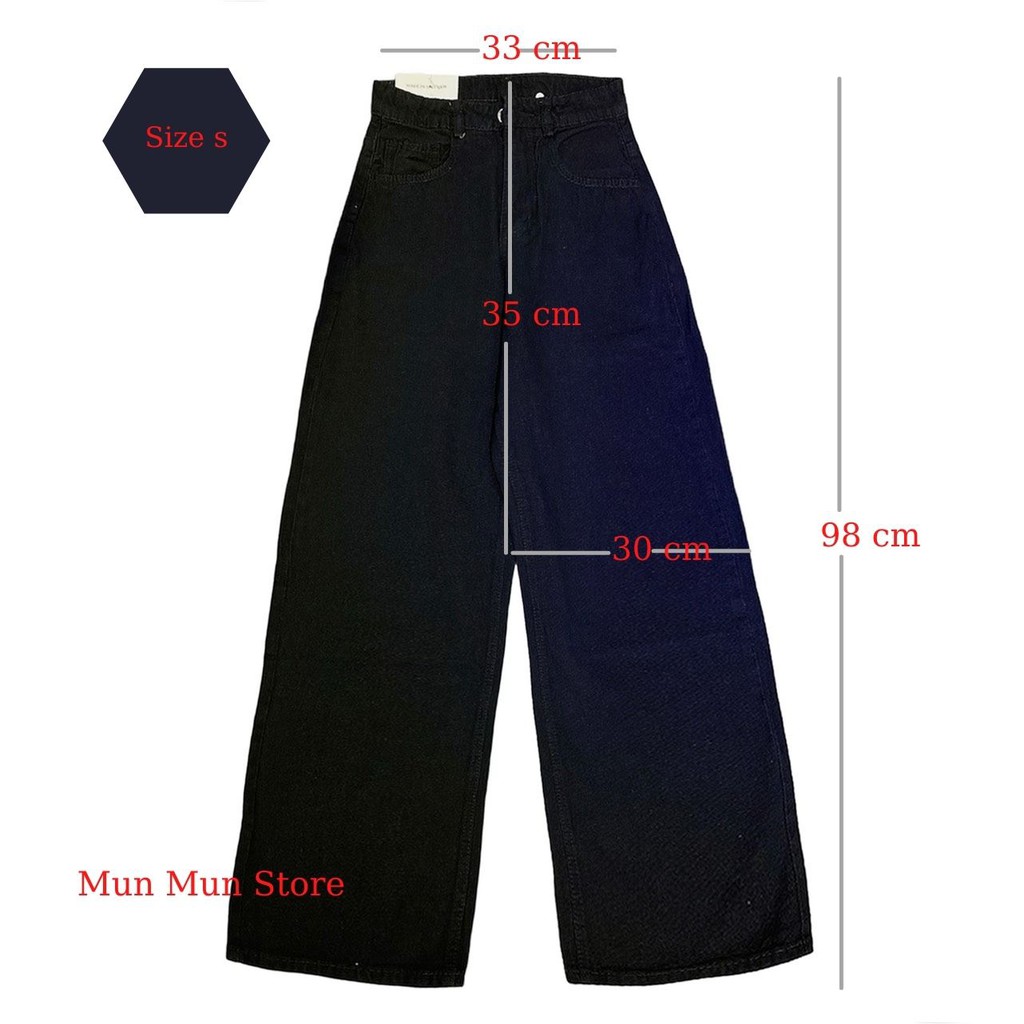 Quần Jean Nữ  MunMunStore Simple Jeans Lưng Cao Dáng Suông Ống Rộng Ulzzang ( Màu đen trắng )