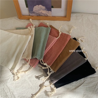 Túi Dây Rút Mini Vải Lanh Cotton Thiết Kế Đơn Giản Phong Cách Hàn Quốc