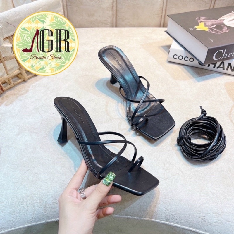 Guốc xỏ dây thắt vòng chân mang 2 kiểu gót 6p