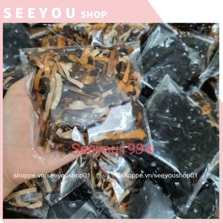 Túi Chun Nịt Buộc Tóc Màu Nâu, Đen Dày Dặn