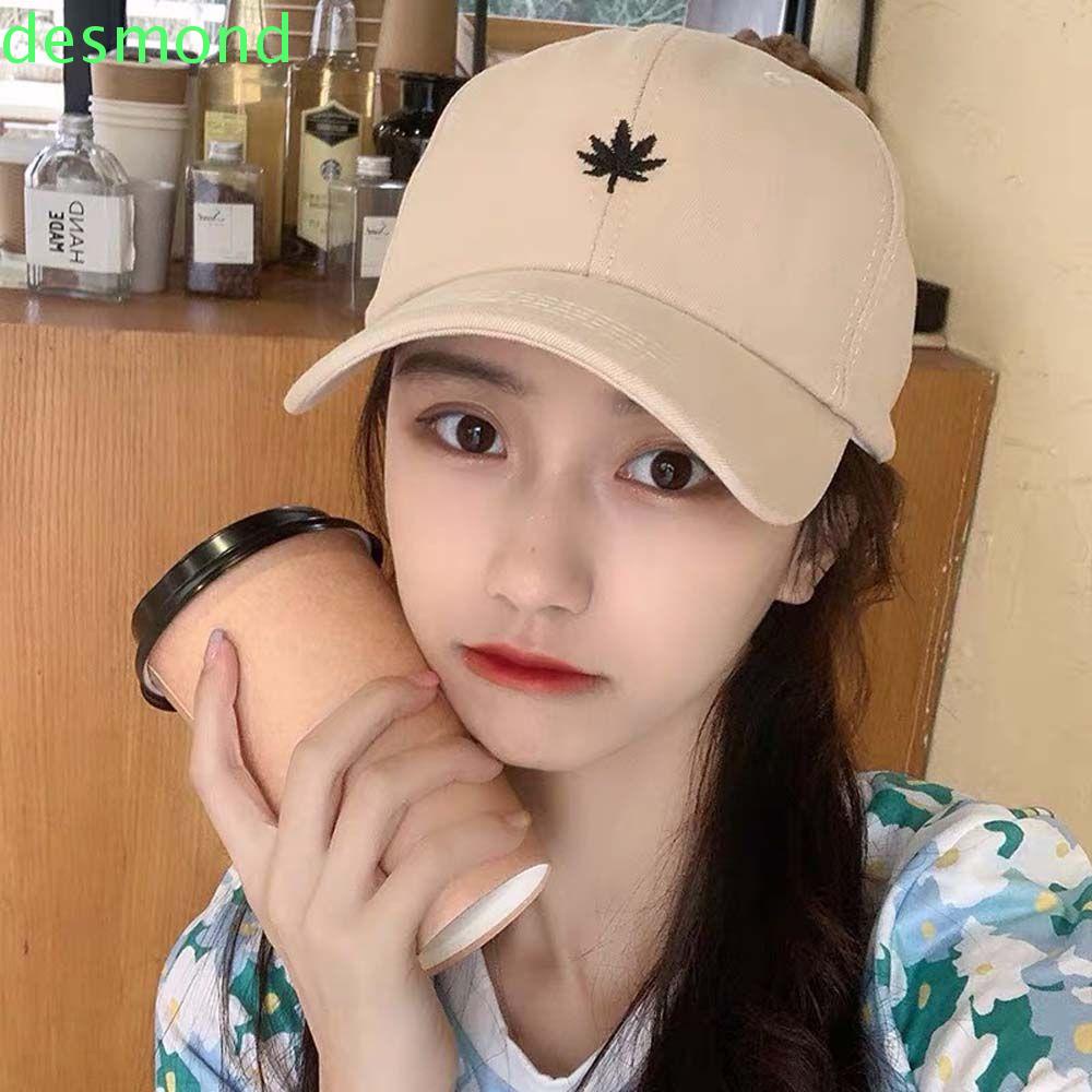Mũ lưỡi trai thêu hình lá cây phong cách hiphop đơn giản cá tính