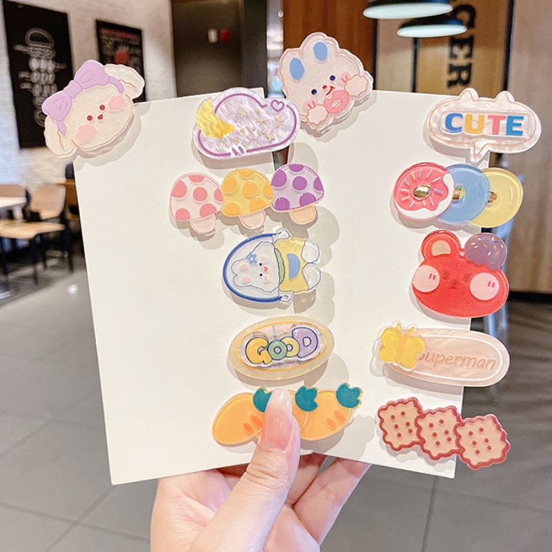 Bộ kẹp tóc hình gấu/ thỏ dễ thương thời trang Hàn Quốc cho bé gái