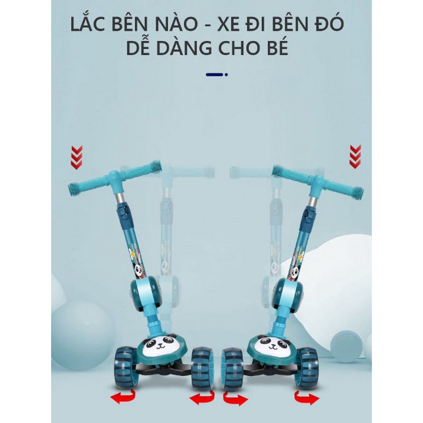 Xe Scooter PANDA 3In1 Chồi Chân, Có Nhạc - Home and Garden