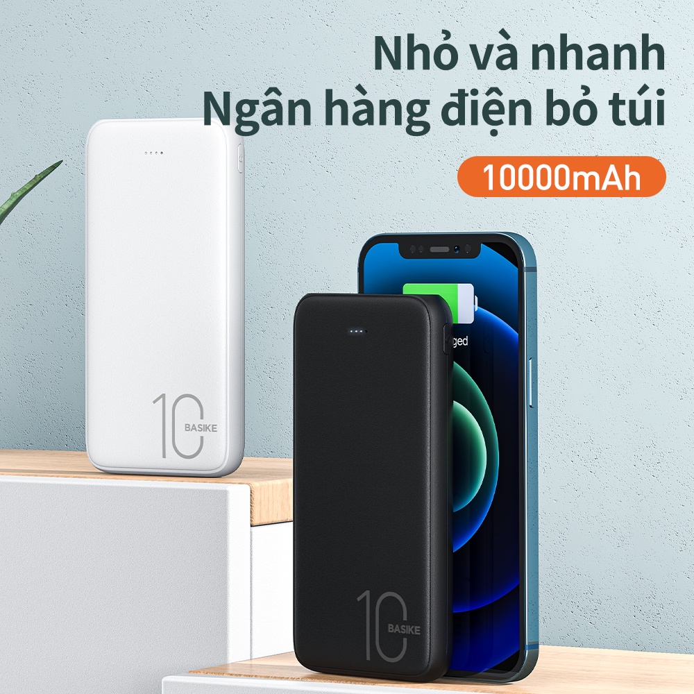 Pin Sạc Dự Phòng 10000mAh Basike 2 Output USB & 2 Input Micro/Type-C-Bảo hành 12 tháng