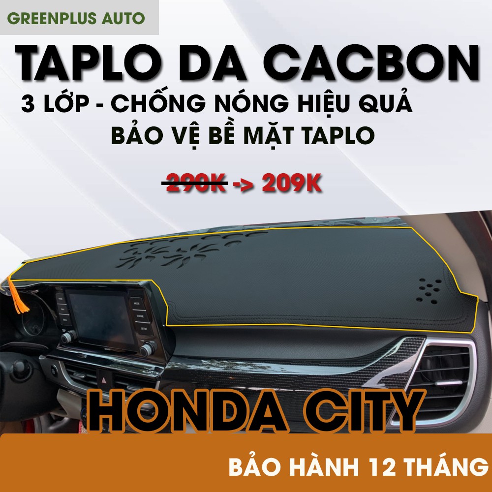 Thảm Taplo ô tô Honda City da vân Cacbon 3 lớp