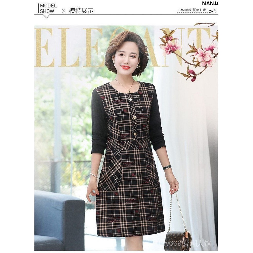 Đầm Sọc Ca Rô Thời Trang Mùa Đông Dành Cho Phụ Nữ Trung Niên 2021 40-272 | BigBuy360 - bigbuy360.vn