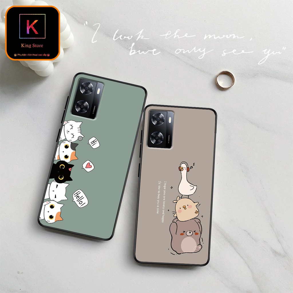 Ốp lưng Oppo A57 - Oppo A57 5G - Ốp in hình Cat&amp;Bear đáng yêu - Chất liệu TPU siêu bền