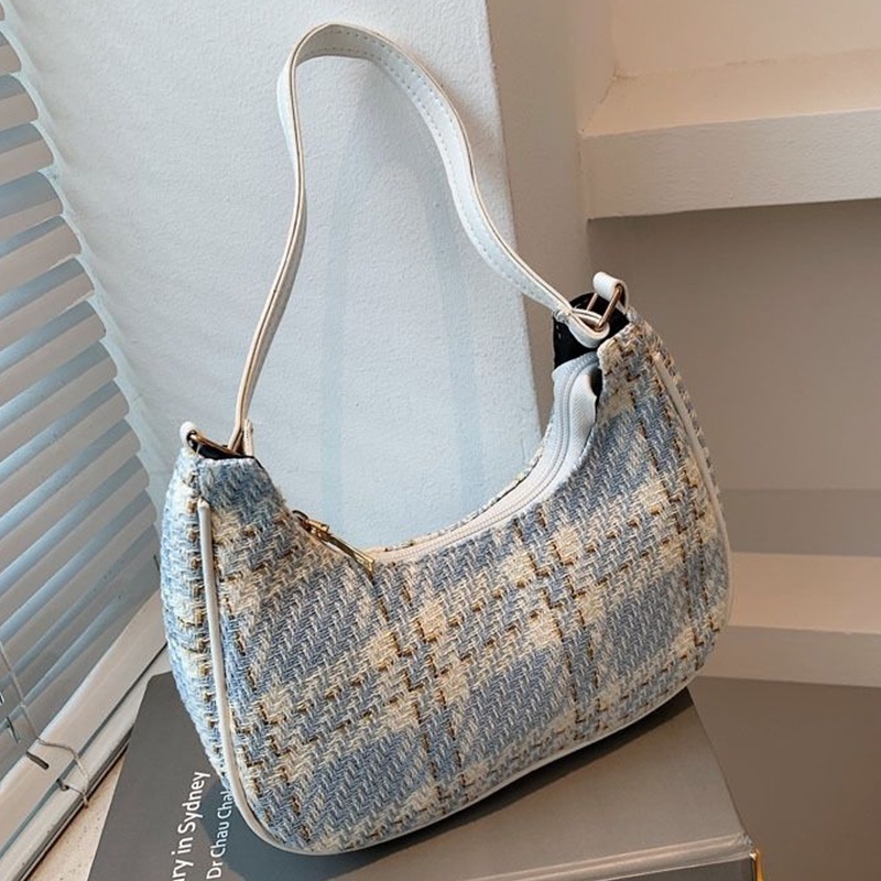 Túi Đeo Chéo Chuwanglin Vải Nylon Họa Tiết Sọc Caro Thời Trang Cho Nữ
