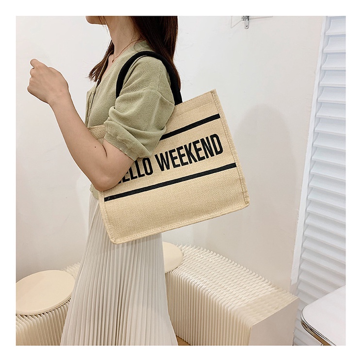 Túi cói Hello Weekend mẫu mới đi biển đi chơi du lịch hot 2022