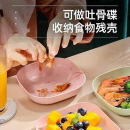 Đĩa nhựa lúa mạch bộ 8 đĩa vuông, đĩa đựng thức ăn, đựng bánh kẹo, an toàn cho sức khoẻ nhiều màu sắc S03