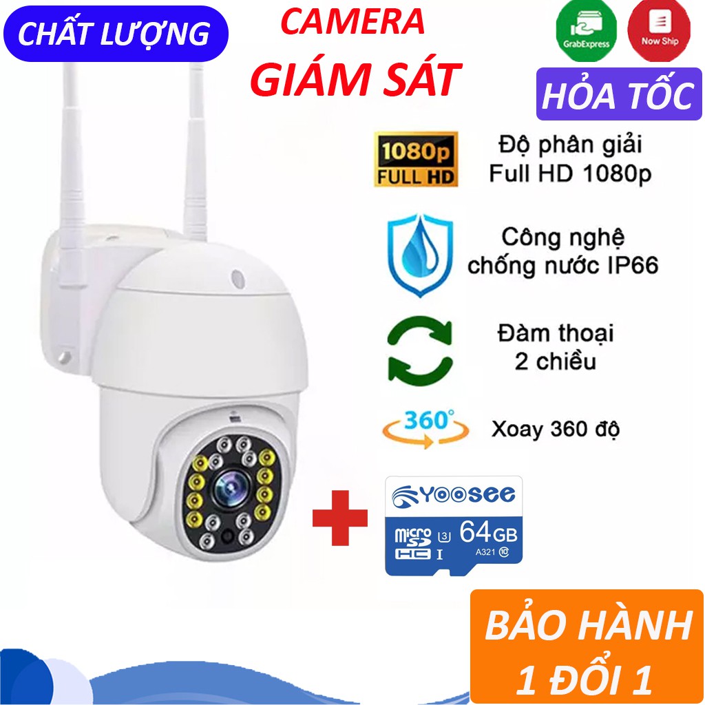 Camera YooSee PTZ mini xoay 360, Full HD Siêu nét 2.0mpx  - Camera ngoài trời kèm thẻ Yoosee 64GB | BH 6 Tháng | BigBuy360 - bigbuy360.vn