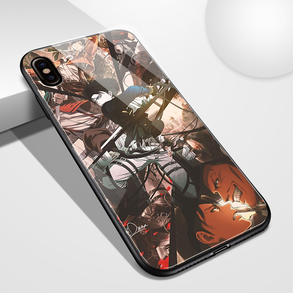 Ốp Lưng Mặt Kính Họa Tiết Attack On Titan Cho Iphone 6 6s 7 8 Plus X Xr Xs Max 11 12 Pro Max 12 Mini