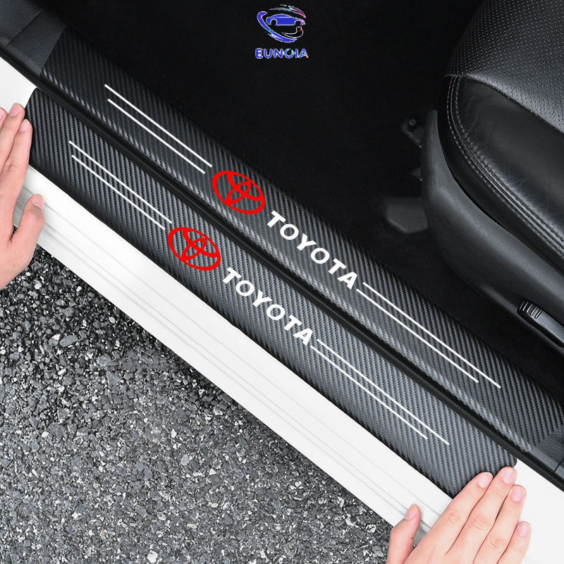 Sét 9 miếng dán bậc cửa toyota có vân carbon dán full keo chống trầy tốt