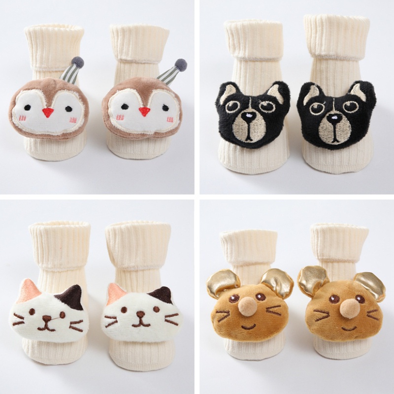 Vớ cotton chống trượt in họa tiết hoạt hình dễ thương cho trẻ sơ sinh 0-1 tuổi