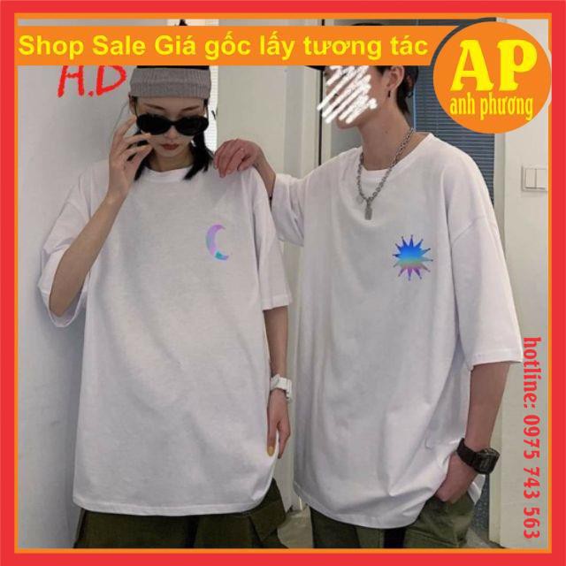 Áo đôi nam nữ Mặt trăng mặt trời🍎chất cotton mềm mịn form thụng tay lỡ🍎freesize 45-65kg🍎mặc đôi nhóm