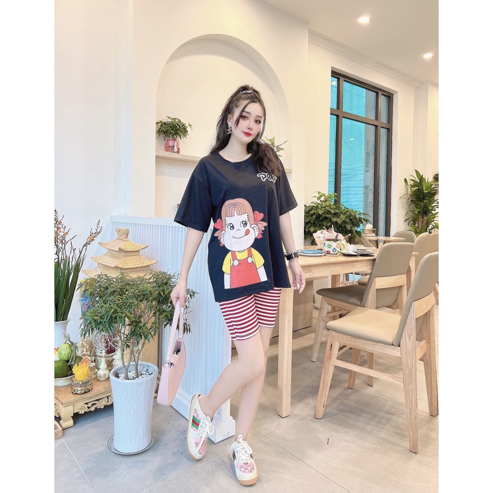 ❤️ BIGSIZE TỚI 85KG❤️ Đồ bộ nữ quần thun cotton co giãn hình bé gái Set đồ bộ nữ 2 màu fullsize (45-85kg) B07
