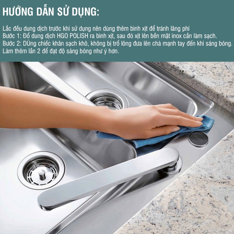 [Mã BMINCU50 giảm 50K đơn 250K] Dung dịch đánh bóng kim loại, inox HGO POLISH chuyên dụng, hiệu quả. Chai 500ml