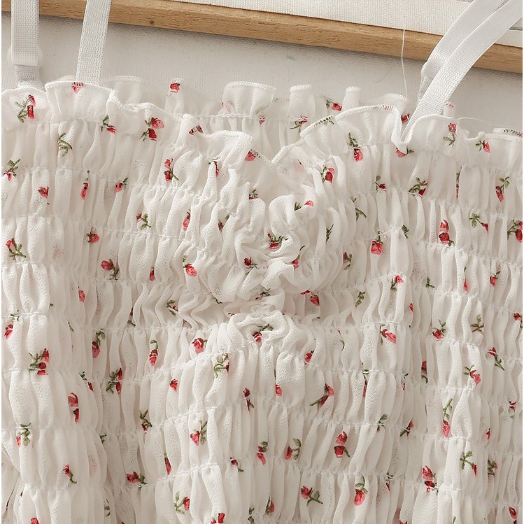 Áo 2 dây dáng croptop hoa nhí nhún ngực phong cách ulzzang Hàn Quốc C39 - Maoshop | BigBuy360 - bigbuy360.vn